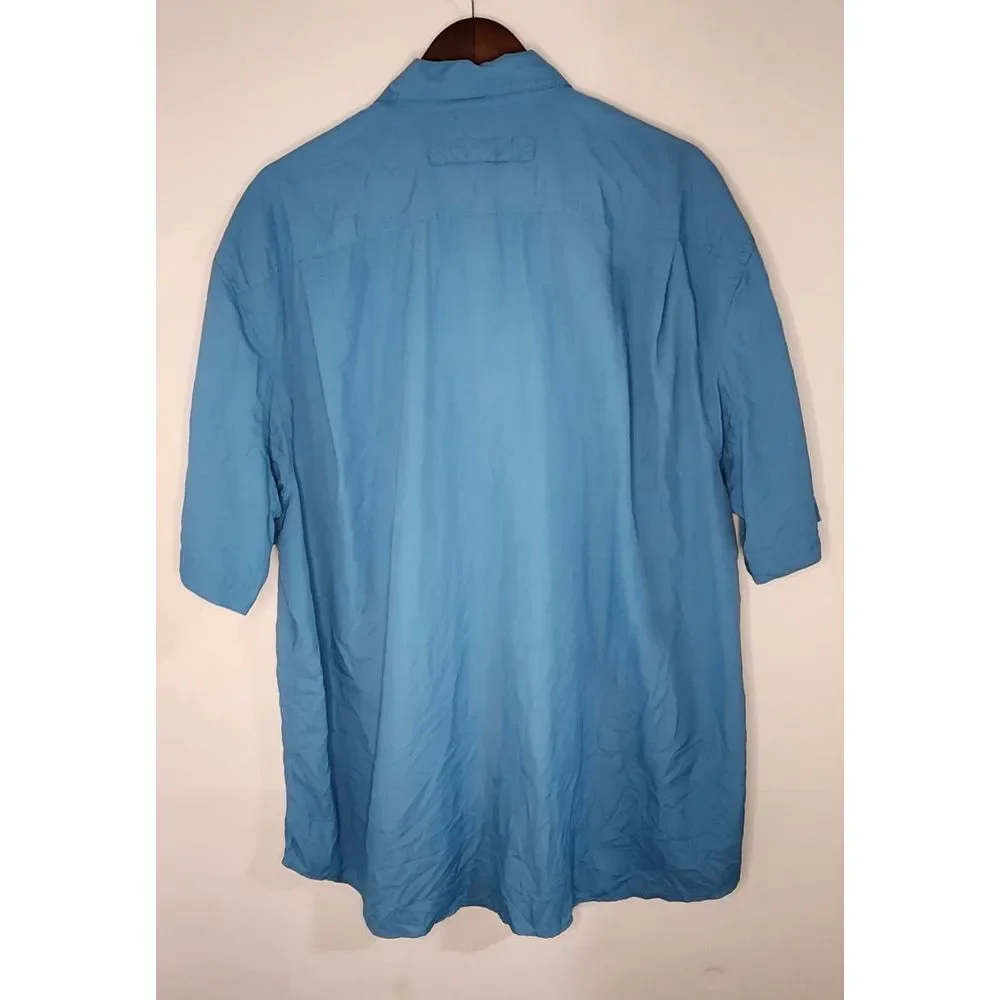 DULUTH 100% RAYON SHORT SLEEVE BUTTON DOWN‎ SHIRT SIZE XL BLUE - Picture 4 of 12
